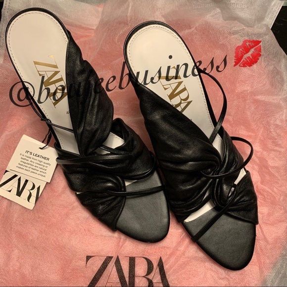 ZARA BNWT Gathered Leather High Heel Sandals - Picture 3 of 8